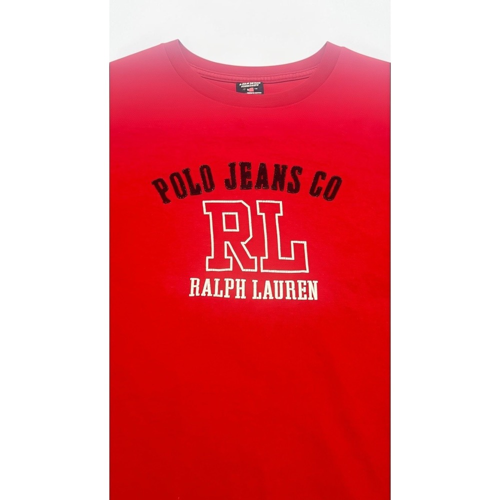 VTG Polo Jeans Co Ralph Lauren Red Long Sleeve Graphic T-Shirt Mens XL RL Logo - Picture 4 of 12